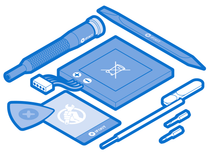 Replaces a faulty lid lock and striker to ensure proper washer operation. Afbeelding