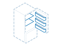 A sturdy, tempered glass shelf for your refrigerator, enhancing both utility and appearance. Image